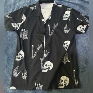 Skeleton Button Up T-Shirt